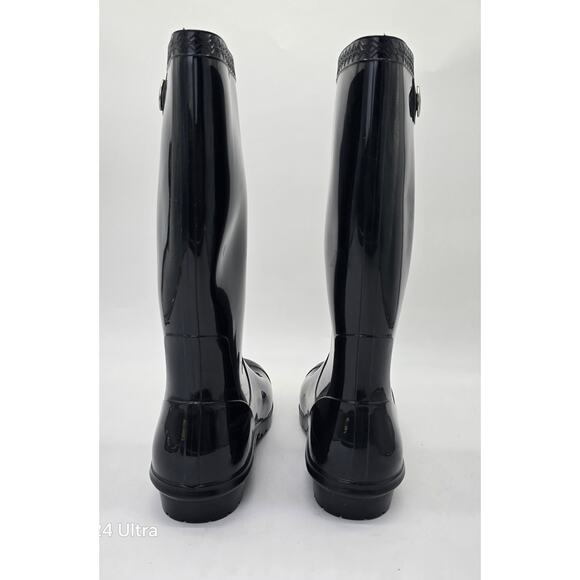 UGG Sienna Black Glossy Rain Rubber Boots Shearling Insole Made in USA Womens 10 - Picture 4 of 11